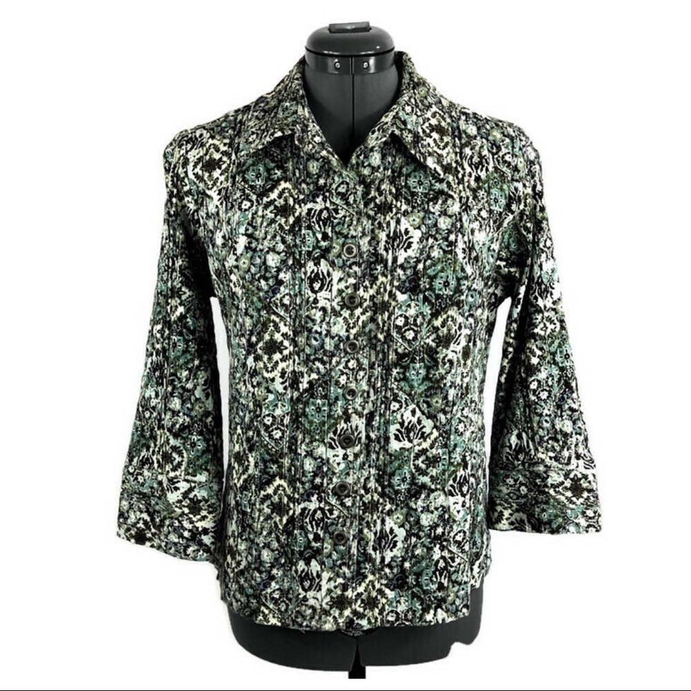 christopher & Banks Floral Print Jacket Shirt Top